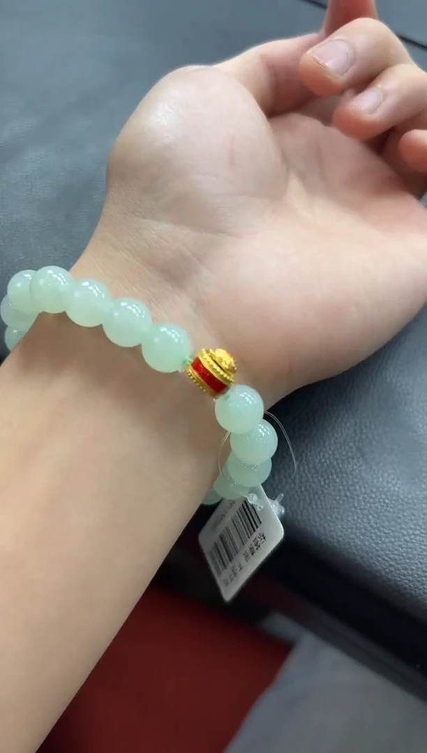 足金镶嵌手串翡翠10mm+翡翠手串单圈