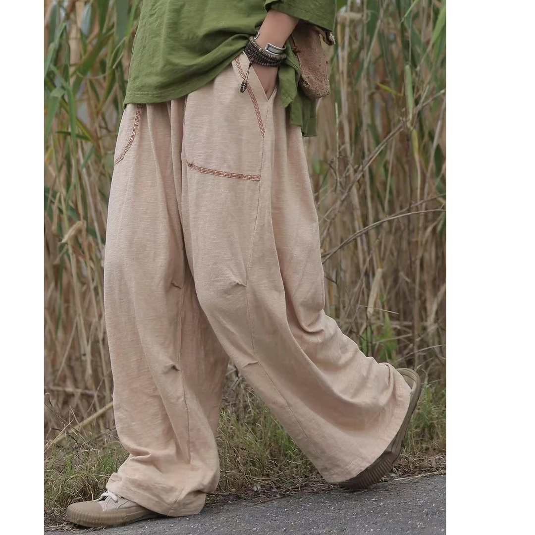 西子分享 3689 古蘭木 水洗 做旧  休闲文艺【裤子】