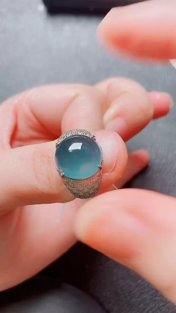 翡翠戒指银S925镶嵌1111