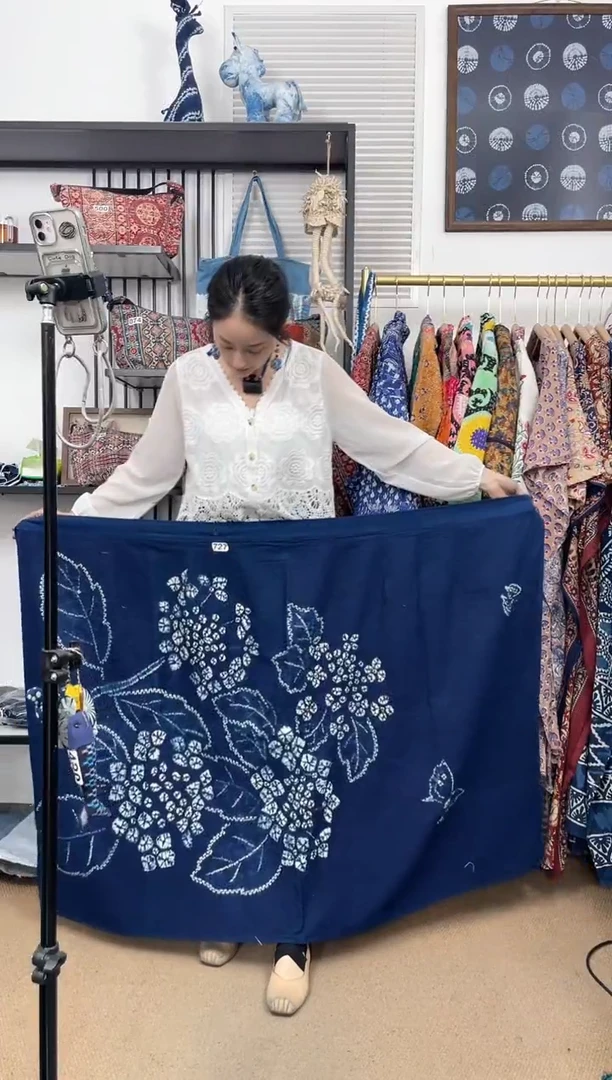 【闪购商品】绣球蝴蝶古法冷染白族扎染手工裹裙93cm