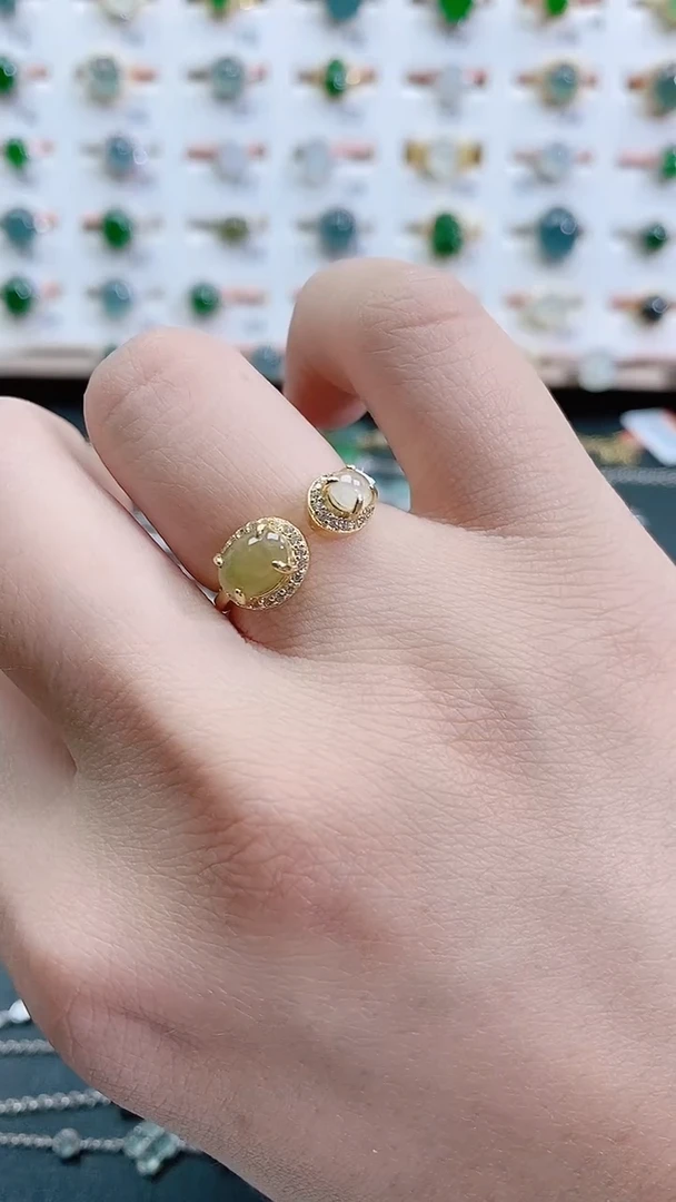 银S925镶嵌戒指翡翠天然翡翠