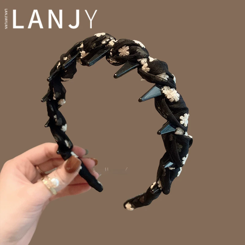 发箍女2025新款春夏花朵防滑压发发卡高颅顶头箍头饰波浪带齿发饰