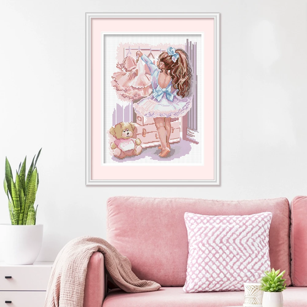 ks十字绣时尚芭蕾客厅卧室挂画自己绣手工DIY套件棉线新款好绣