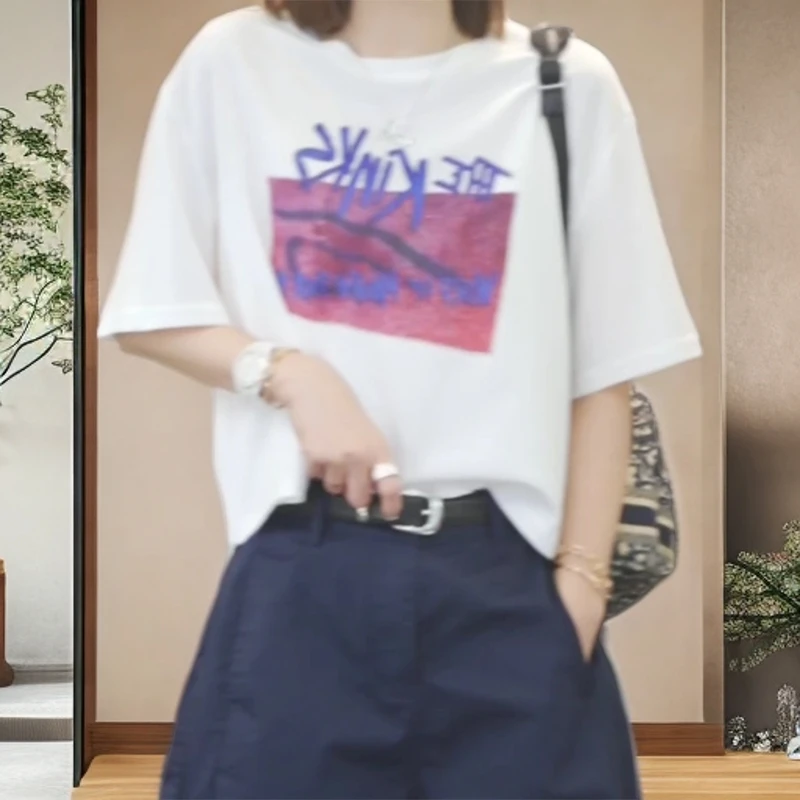 【行为艺术】2025夏季新款时尚休闲气质T恤上衣宽松圆领显瘦