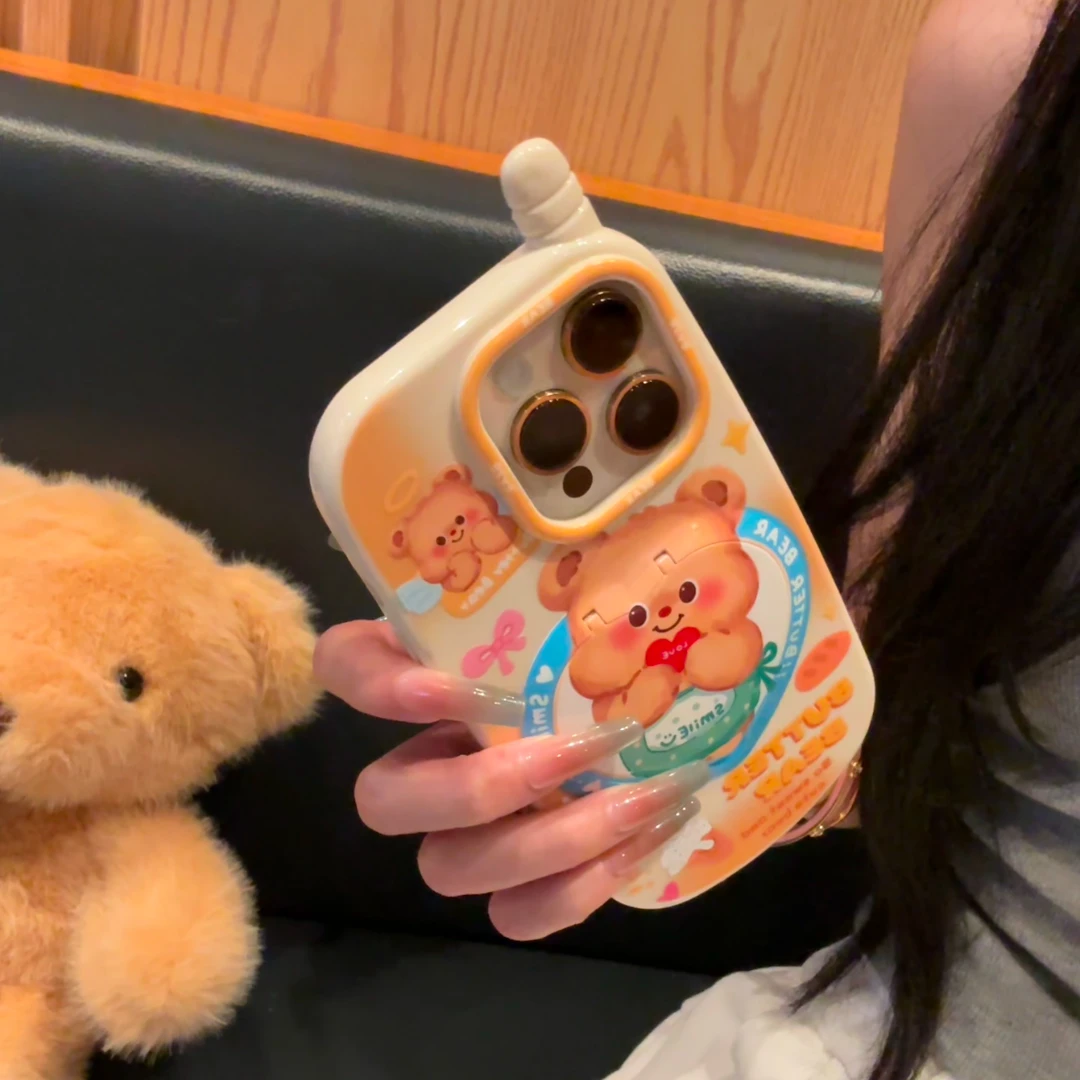 欧克里里黄油熊镜子支架适用苹果16/15Promax手机壳14大哥大13/12