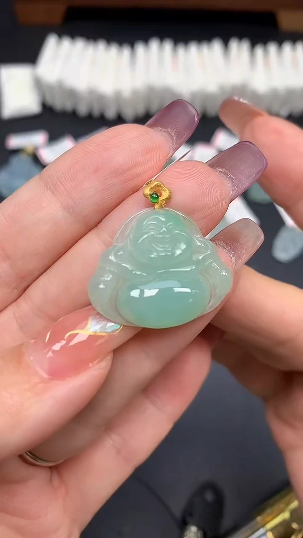 翡翠18K金镶嵌吊坠(不含链)MS189945