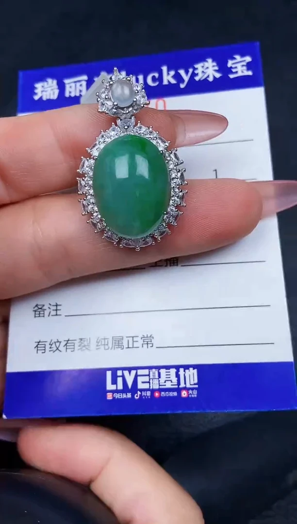 翡翠银S925镶嵌颈饰6470