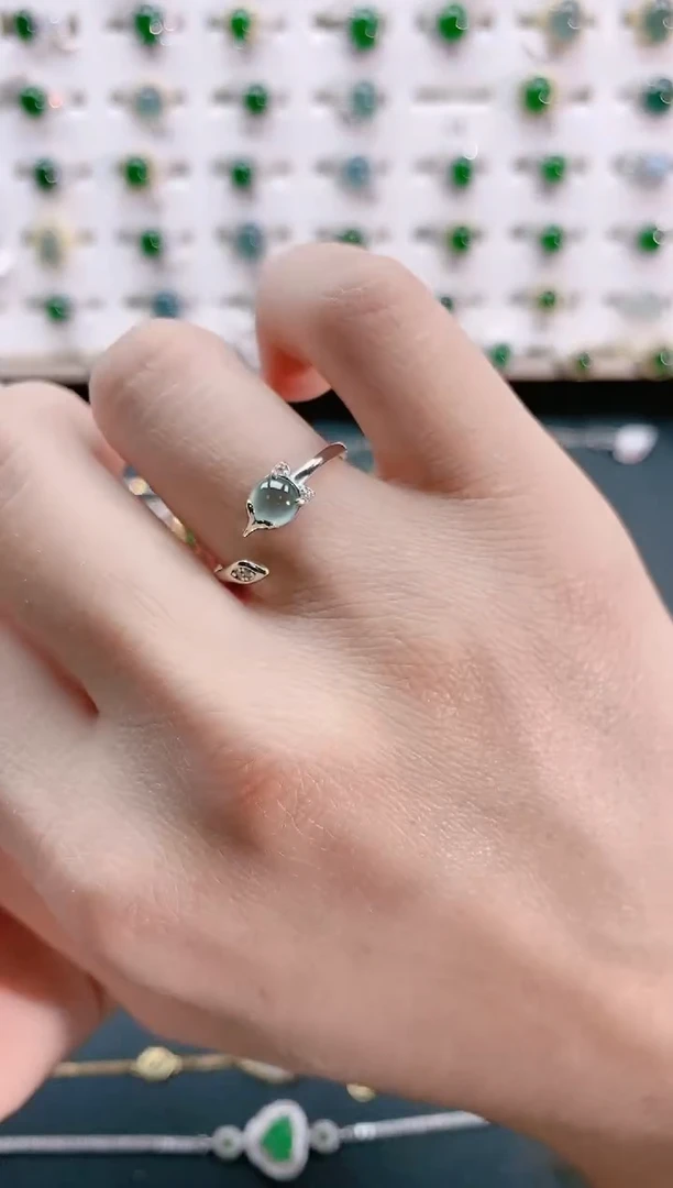 【闪购商品】翡翠戒指银S925镶嵌天然翡翠