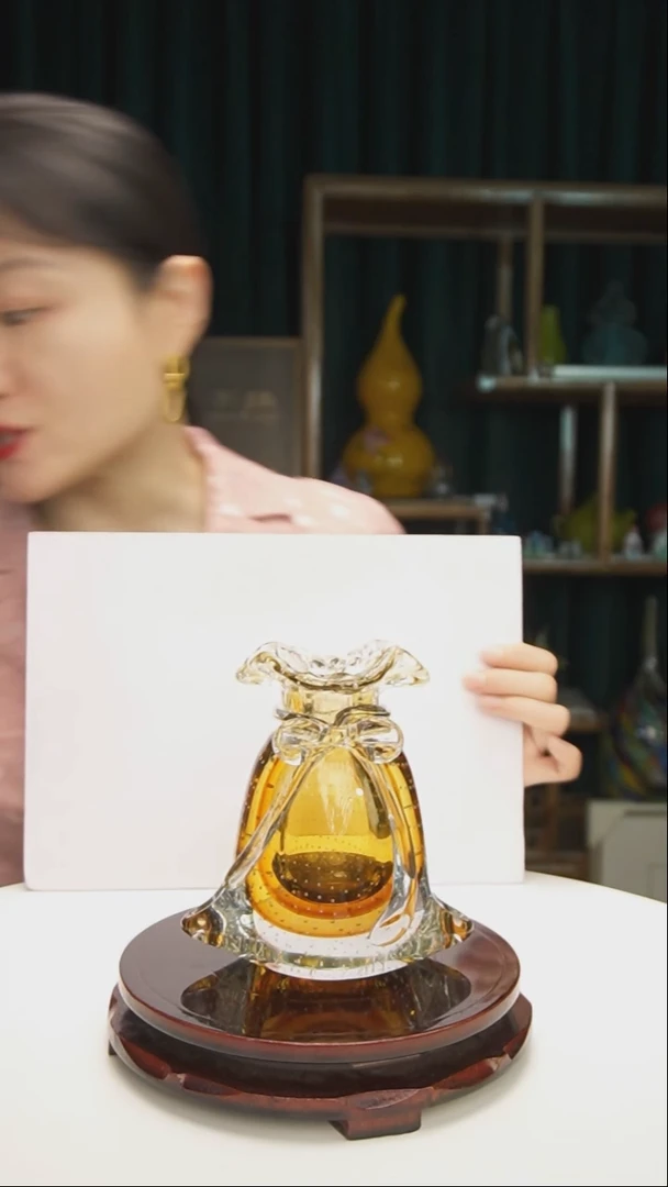 琉璃博山琉璃手工福袋花瓶摆件9