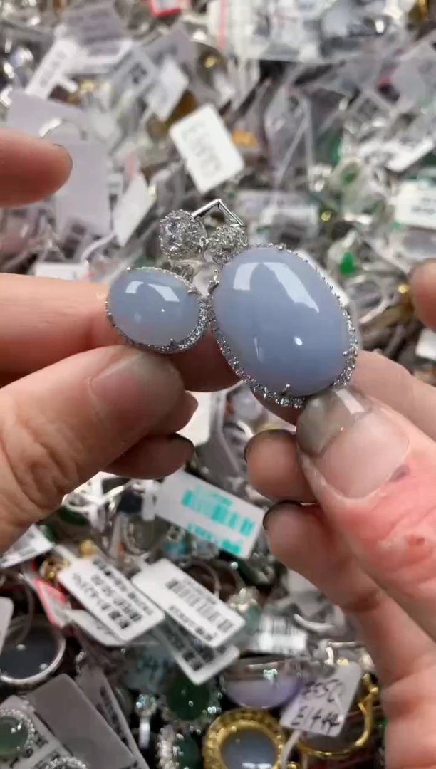 银S925镶嵌戒指翡翠666   3