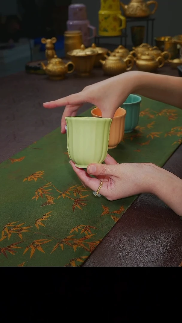 茶杯紫砂【宜景窑欧碧系列】筋文杯