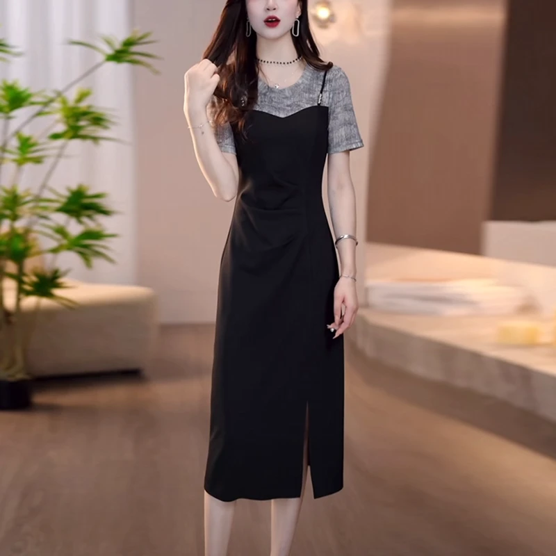 棉感精纺气质轻奢高级感女装2025夏季新款时尚减龄修身显瘦连衣裙