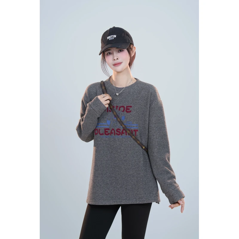 宿慕SUMU 女款加绒字母卫衣 12-8冬季新款时尚百搭卫衣B1905I