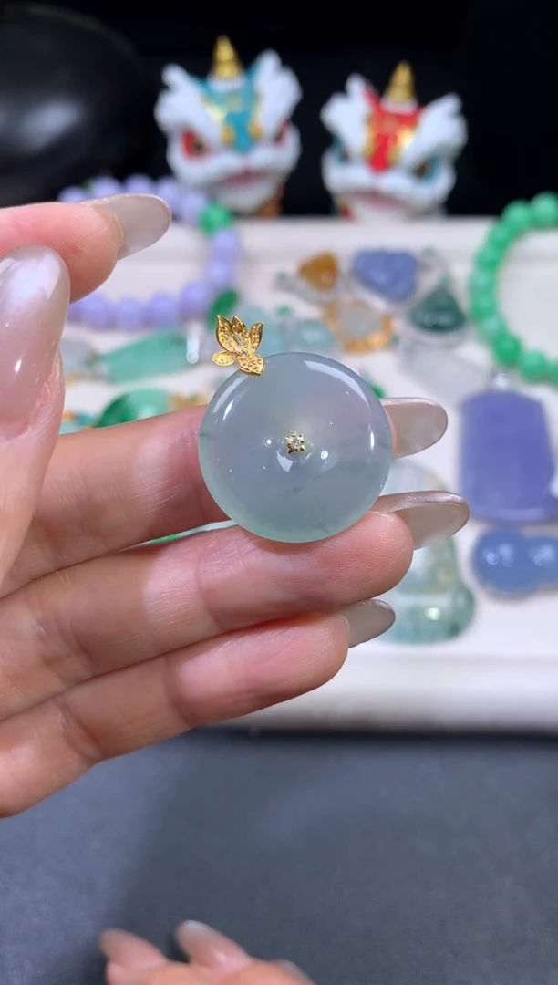 吊坠(不含链)18K金镶嵌翡翠翡翠