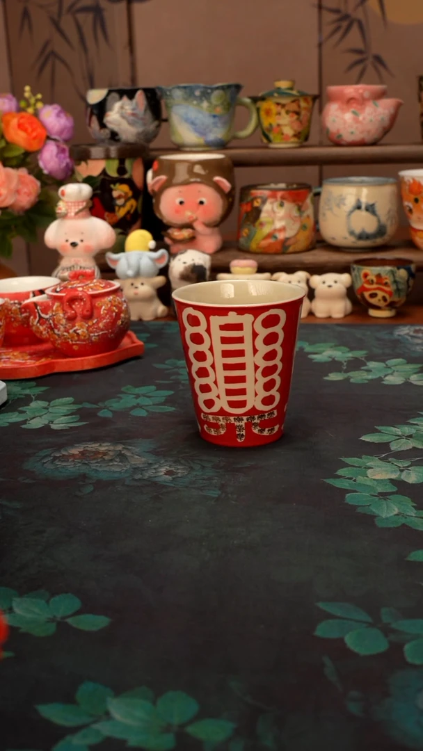 羲下兰行 红色手握杯