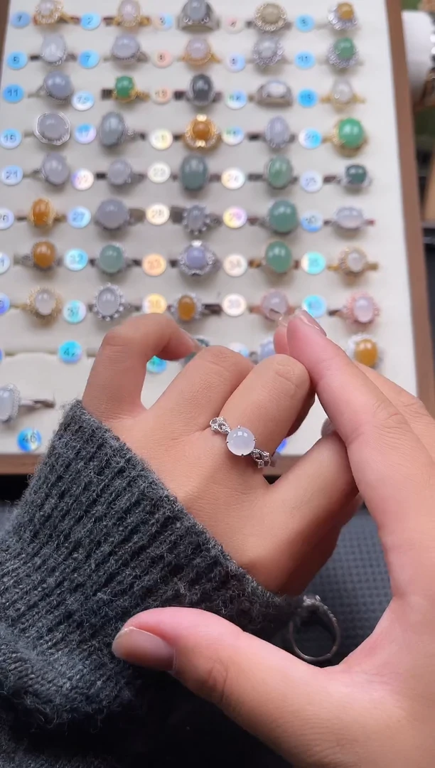 【闪购商品】翡翠戒指银S925镶嵌天然A货翡翠戒指