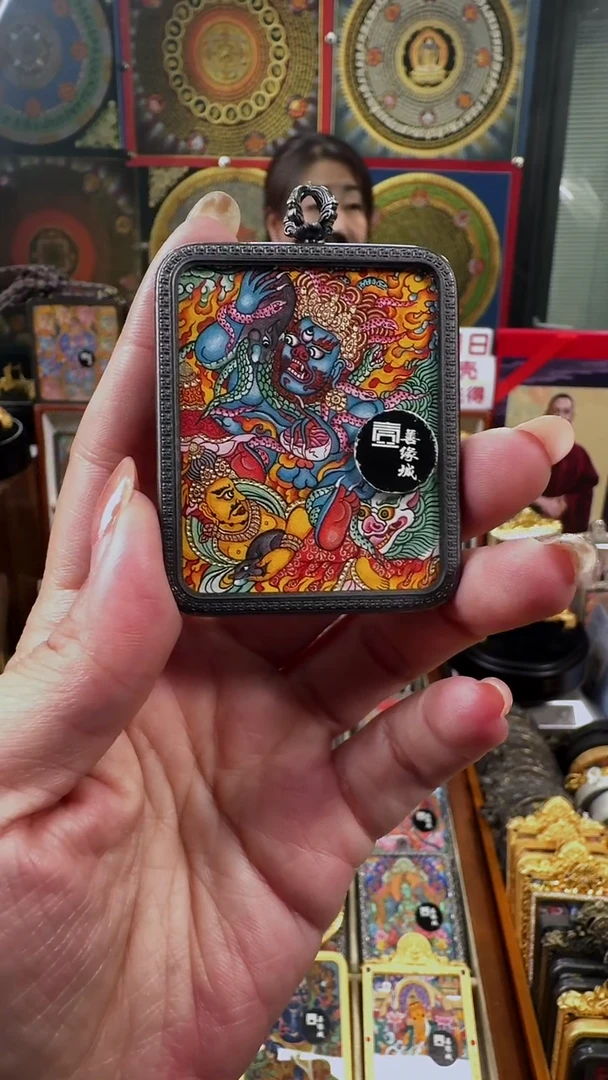 吊坠三***艾壹善缘城手绘唐卡黑c定制防水运费到付