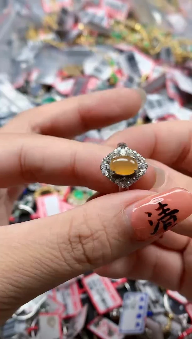 银S925镶嵌戒指翡翠天然A货缅甸翡翠