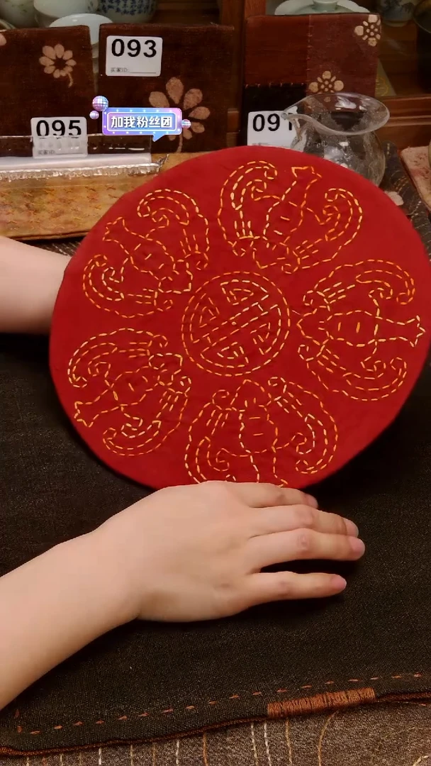 Cici手作刺子绣柿染壶垫杯垫-058