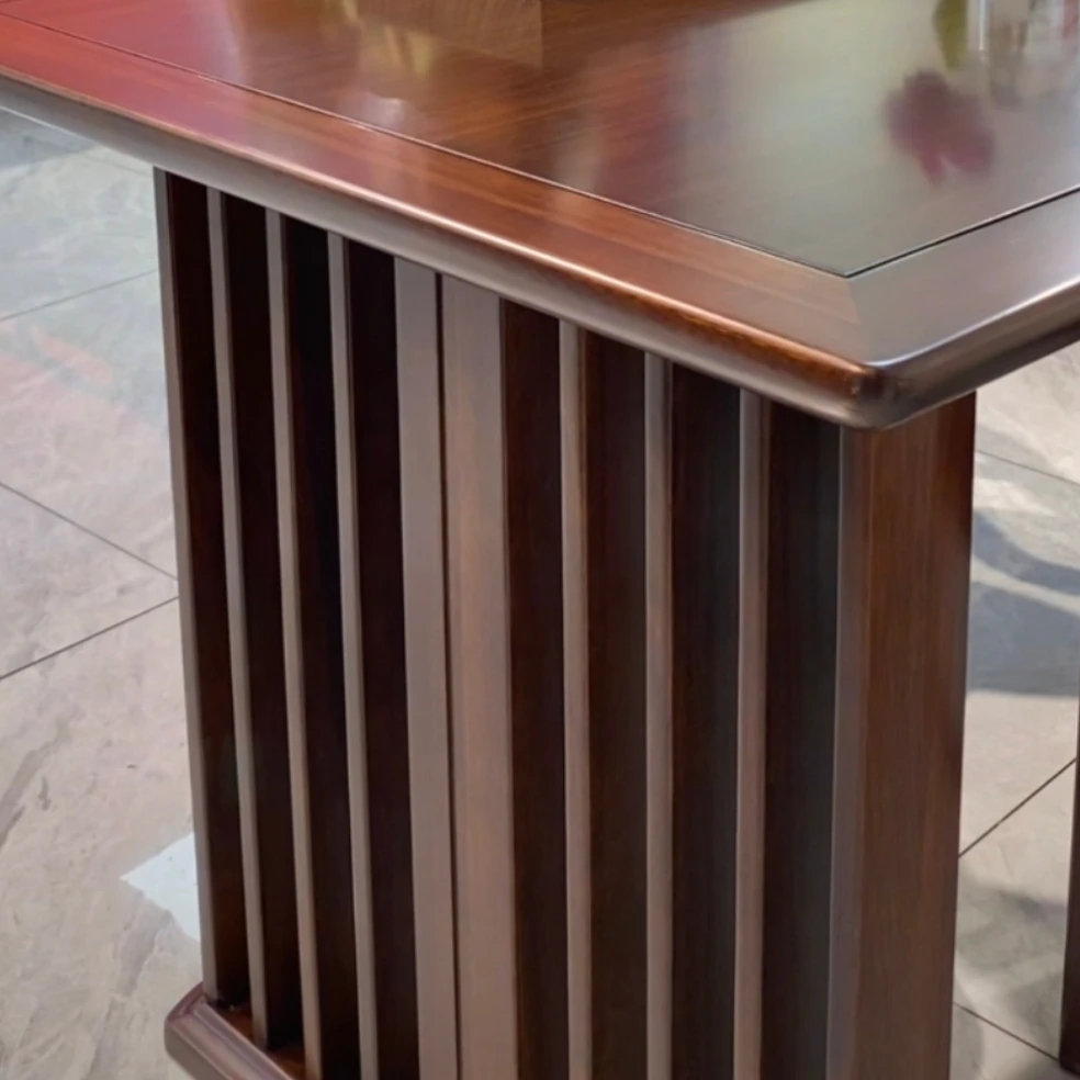 榫卯结构长方形中式新中式家用客厅乌金木餐桌禅意茶桌椅角几茶几