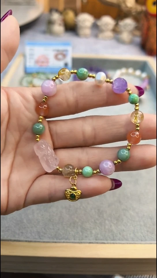 银S925镶嵌手链水晶FAA577 多宝手链