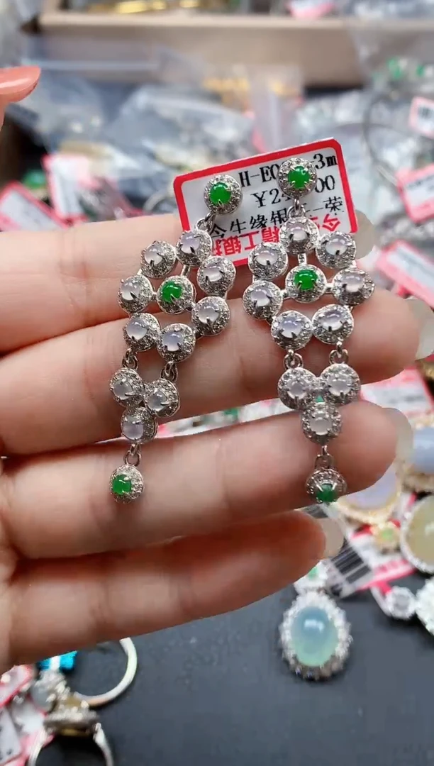 银S925镶嵌戒指翡翠天然A货缅甸翡翠