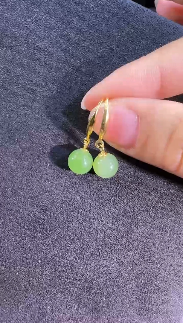 银S925镶嵌和田玉耳饰耳环