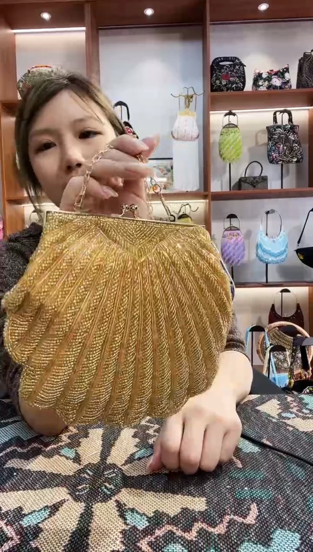 织物12号（多色可选）手工珠珠包包腋下斜跨包手拿包手提晚宴包