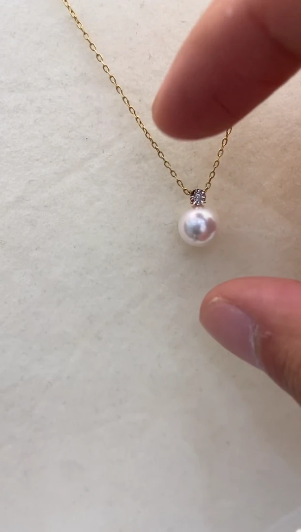 吊坠(赠链)18K金镶嵌海水珍珠戴妃吊坠8.0-9.0mm