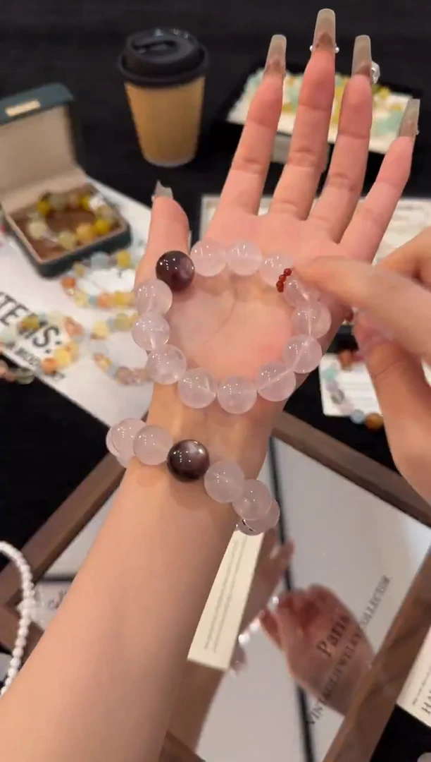 合金手链水晶粉水晶x2989