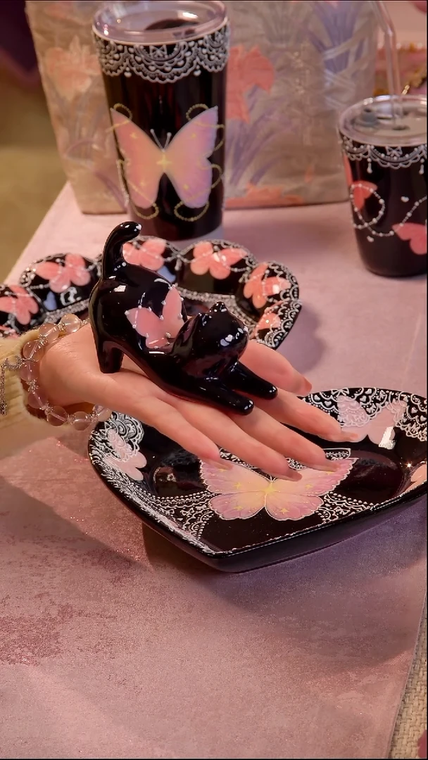 瑶*景德镇手绘陶瓷 猫咪筷托