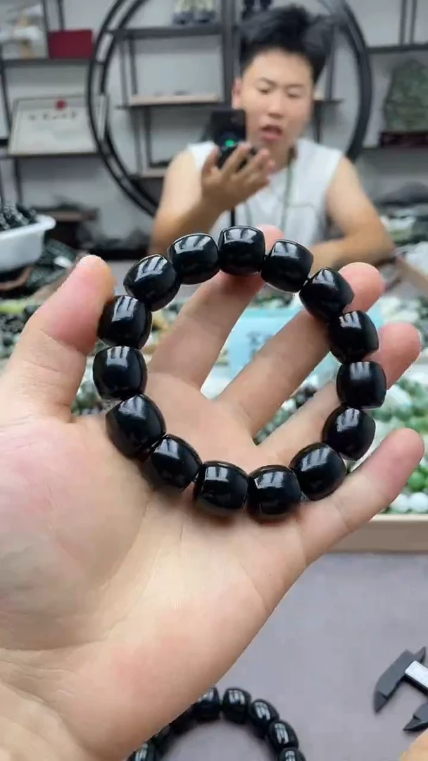 手串未镶嵌和田玉塔县黑青16直切