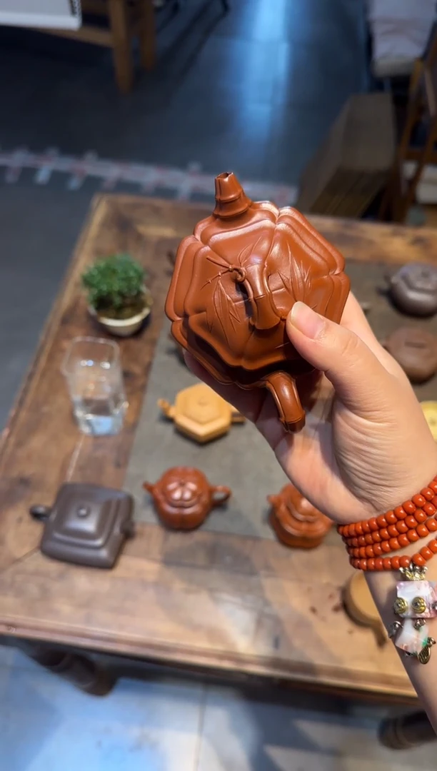 茶壶紫砂J*宇六方海棠双线竹鼓