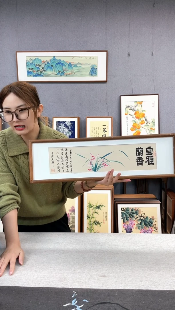 【闪购商品】国画童志华-手写带框作品-20*70-兰花