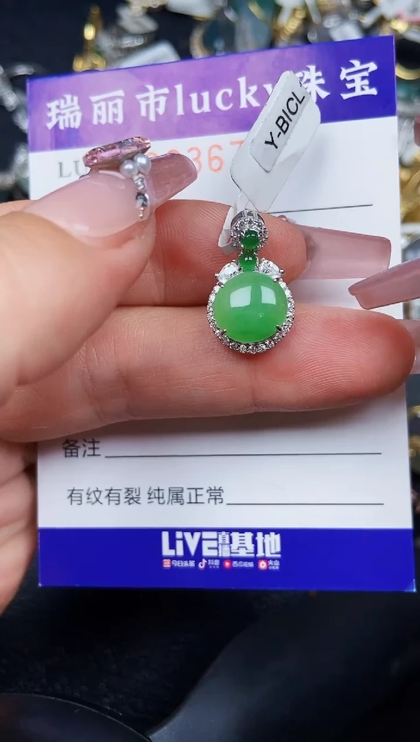 翡翠银S925镶嵌颈饰2367