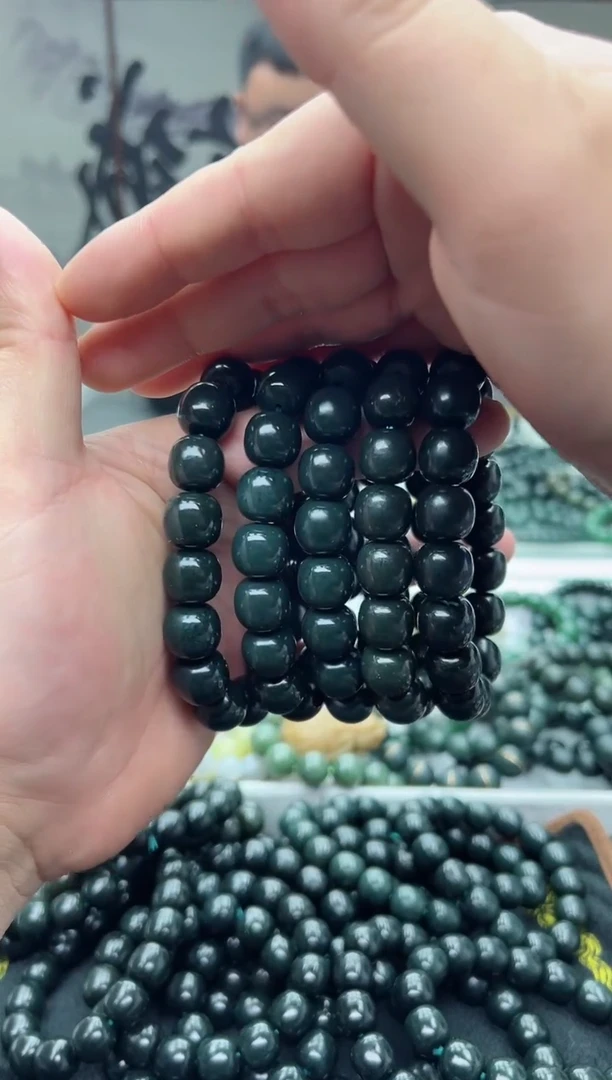 【闪购商品】和田玉手串未镶嵌塔县油青14拍一发一，多样性发货