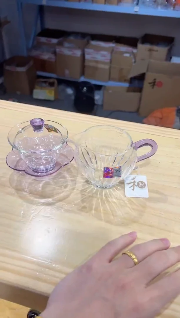 禾器-咏荷盖碗-浅紫色+倾川浅紫