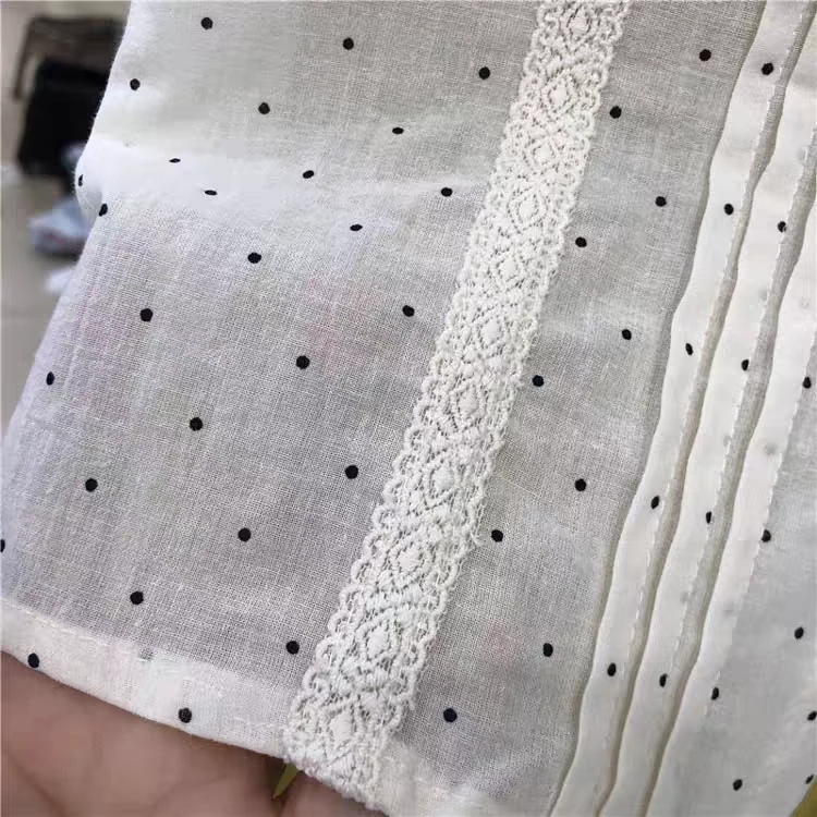 532 时尚气质泡泡袖夏季短袖圆领白色甜美衬衫波点百搭