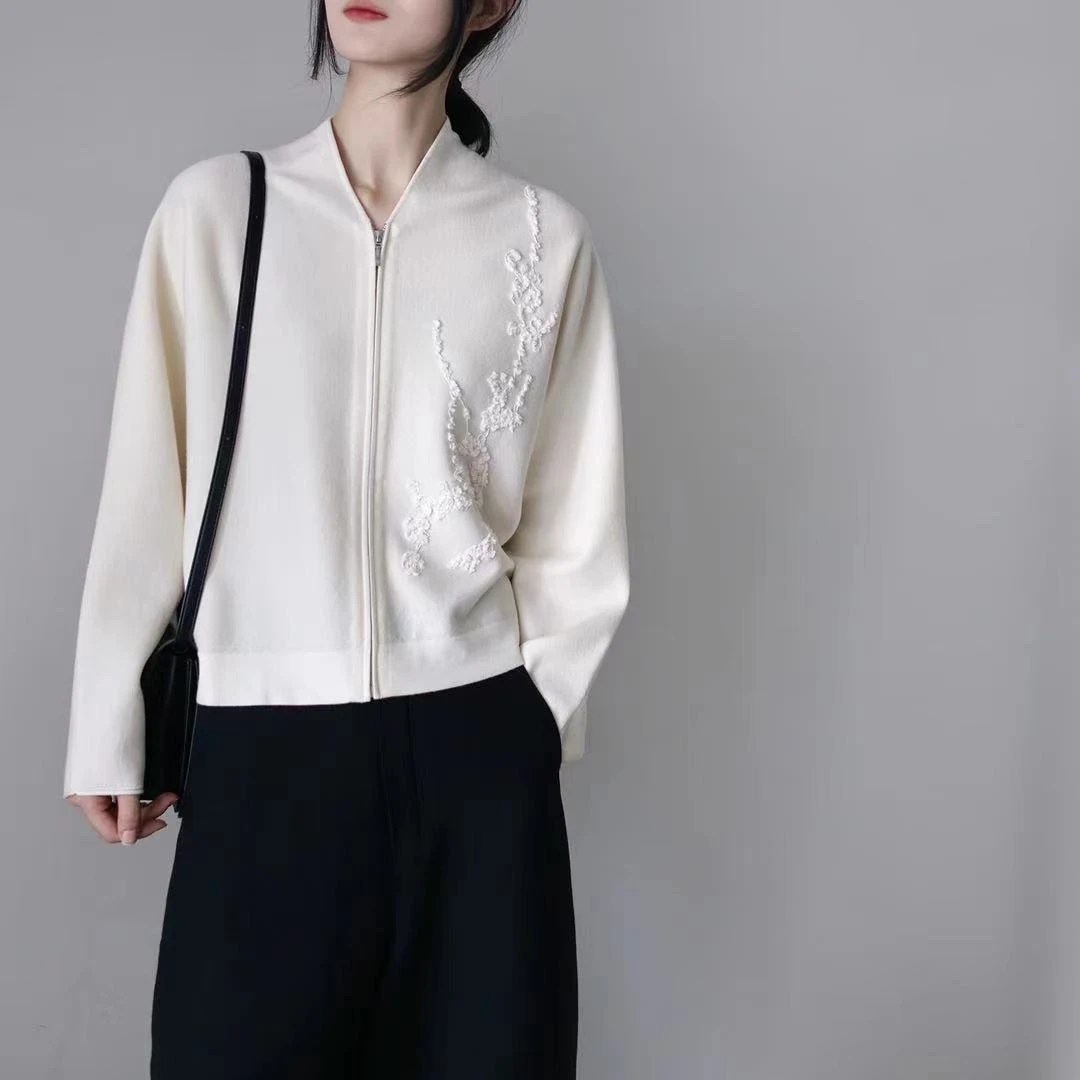 100%美利奴羊毛大版V领开衫宽松春季外套，蝙蝠袖包容各类身材