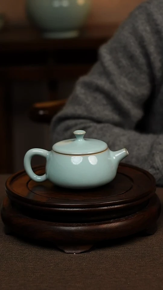 瓷片天青色全手工小汉瓦150ml微瑕不带礼盒