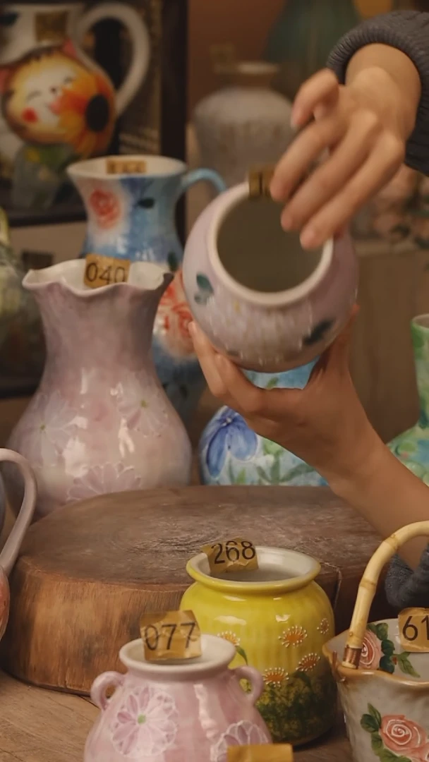 陶瓷景德镇设计师手作花器摆件侘寂风@M172@