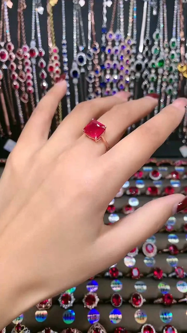 【闪购商品】红宝石戒指银S925镶嵌玫瑰金10