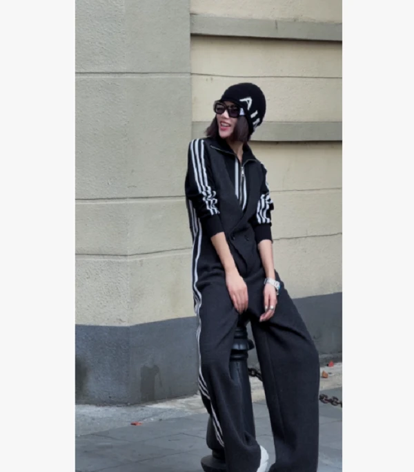 NMN王火火&小众设计高级感气质工装假两件设计师连体裤 28HH0087