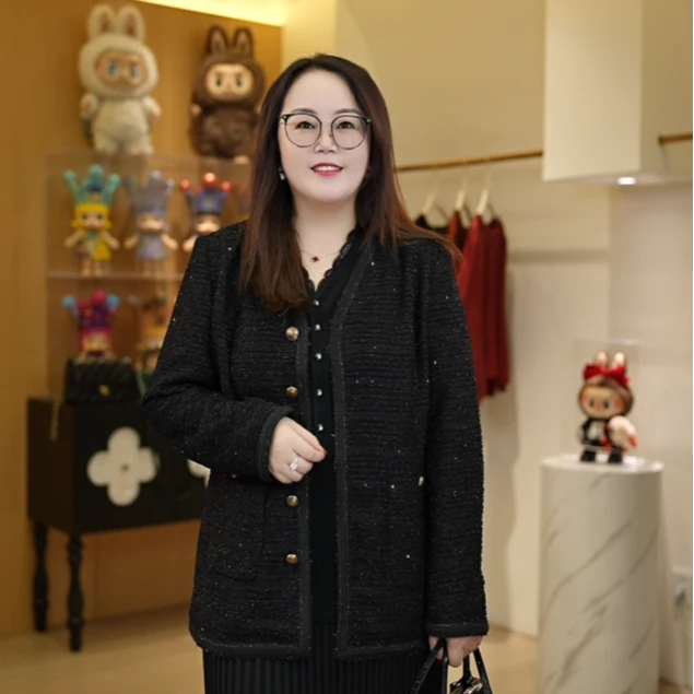【深圳霞姐】秋季上新大码女装V领时尚小香风外套