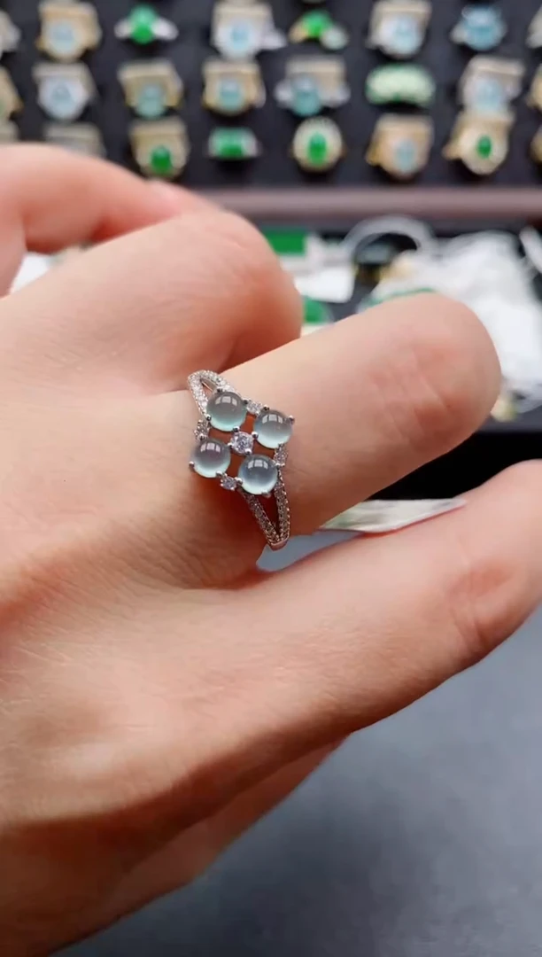 银S925镶嵌戒指翡翠1