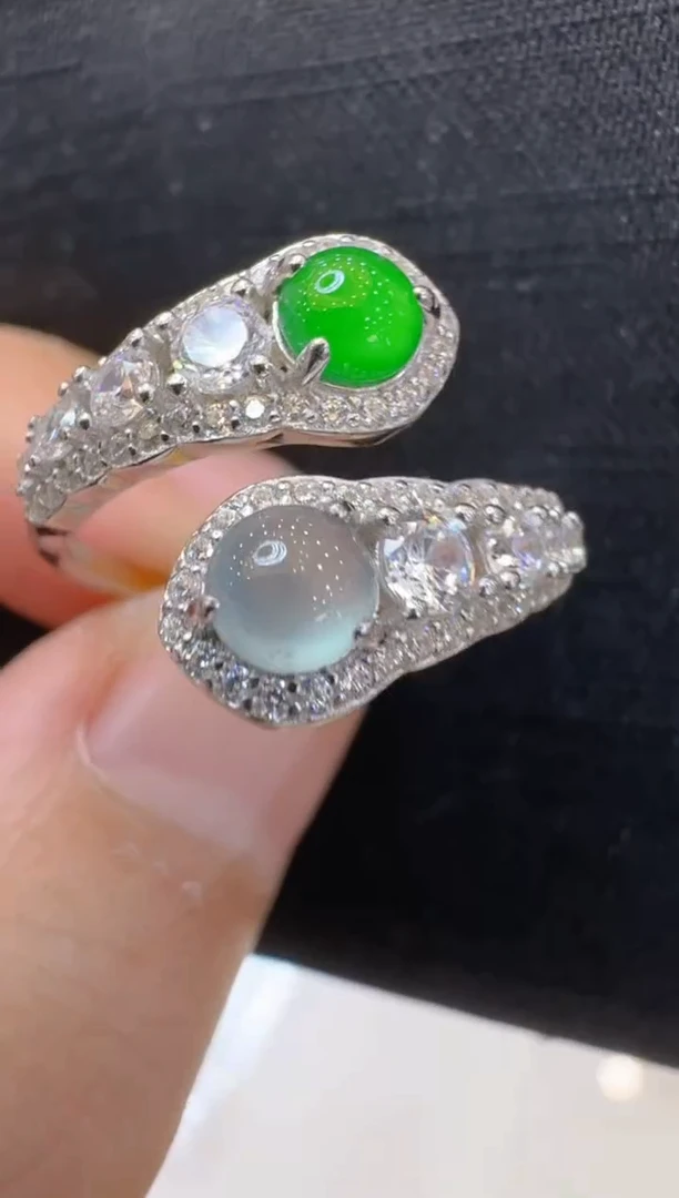 翡翠戒指银S925镶嵌多样性团购发一件