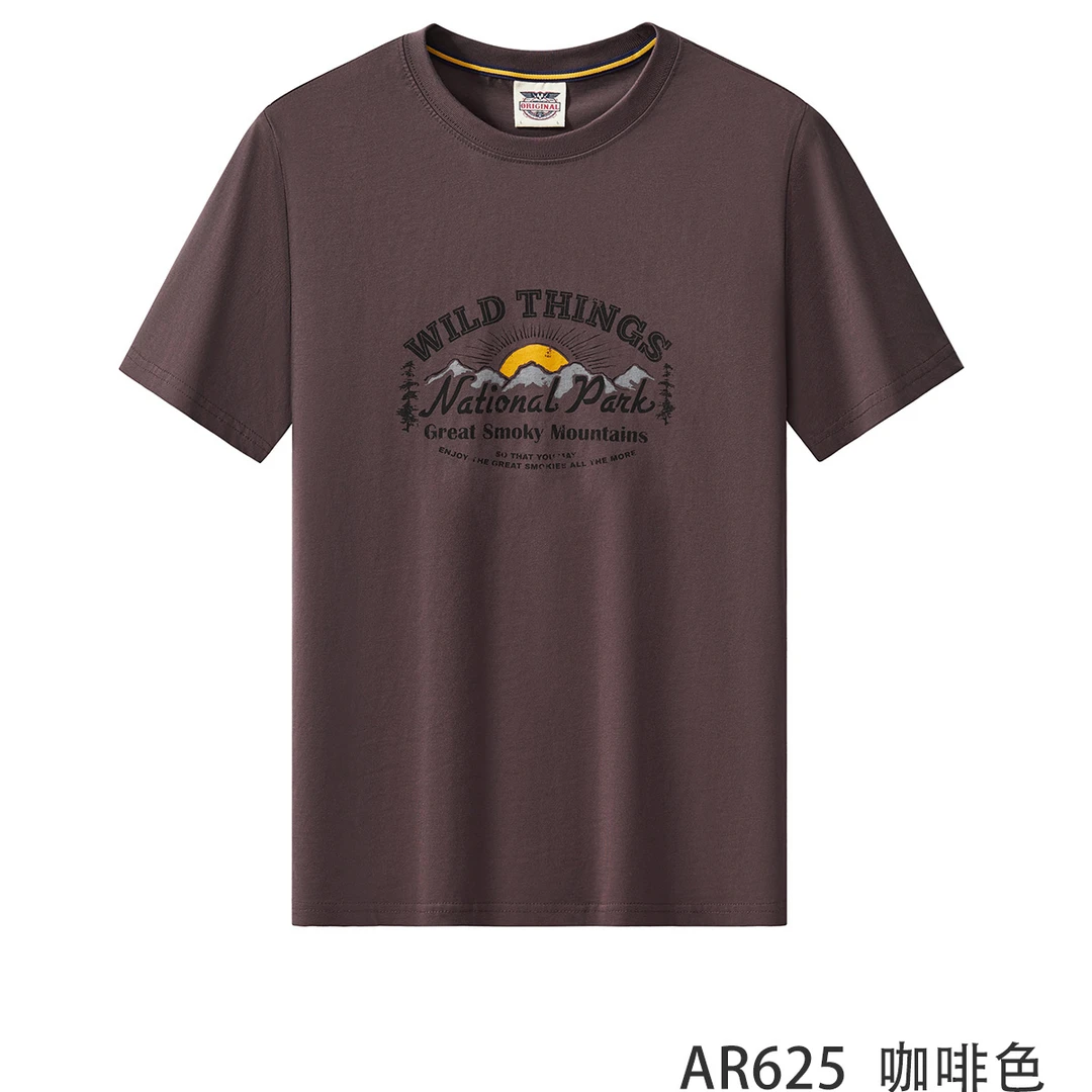 【220克紧密棉】新款夏季男日常百搭字母印花圆领休闲短袖T恤AR625