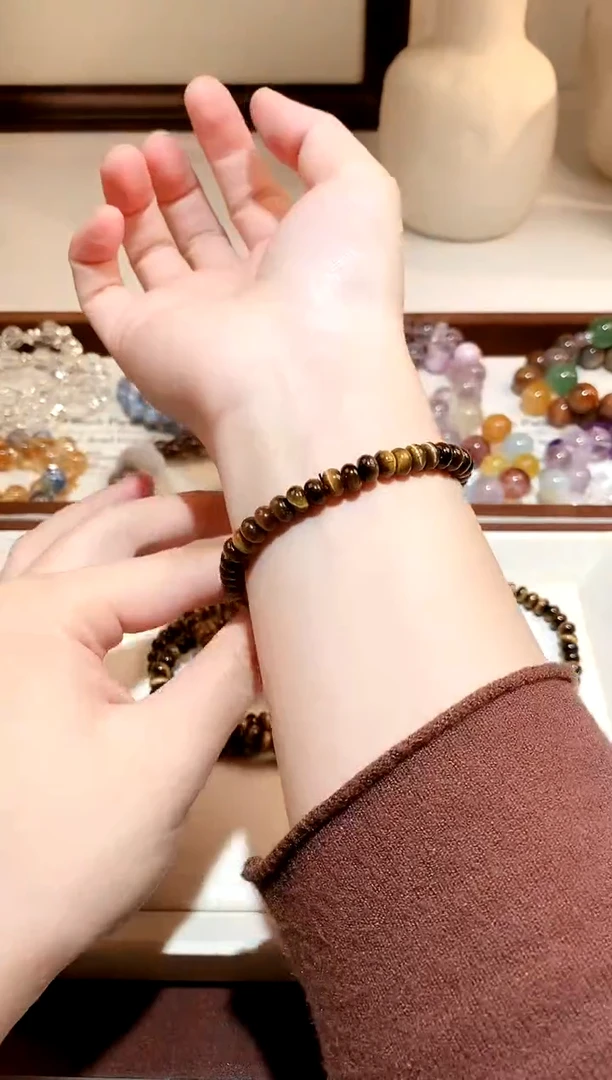 未镶嵌手链木变石（虎睛石）黄虎算盘珠手串 6多样性发一