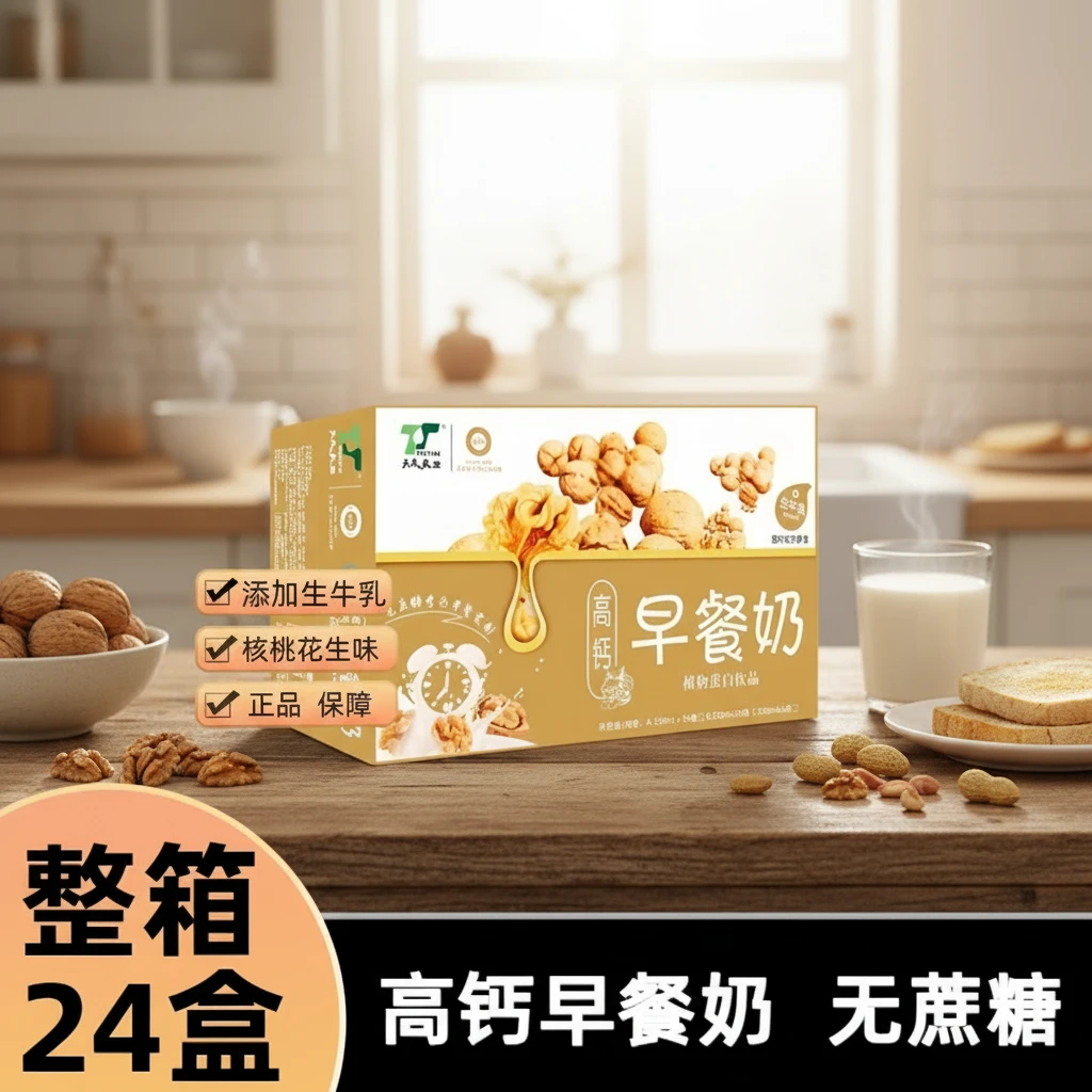 上班家庭营养早餐奶礼盒装整箱24盒添加生牛乳高钙核桃花生奶学生