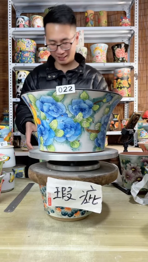 【闪购商品】摆件022陶花岛多肉陶瓷花盆罐——微瑕